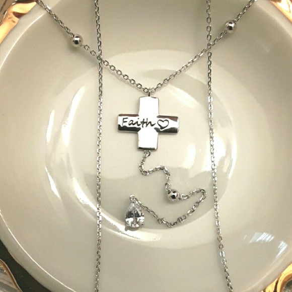 NEW LONG S925 FAITH,  LOVE "Y" NECKLACE - Picture 2 of 6